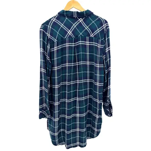 Rails  Bianca Plaid Long Sleeve Button Down Shirt Dress Oversized Lightweight L