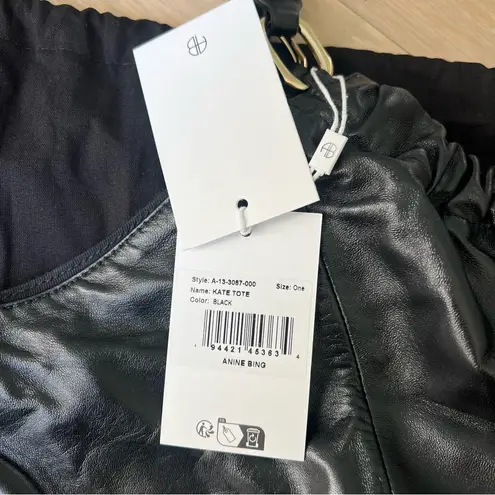 ANINE BING NWT with Flaw Large Kate Leather Shoulder Tote Bag in Black