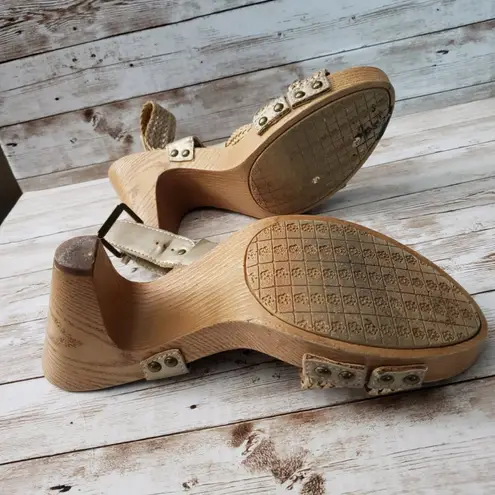 Bass Chunky Heel Sandals "Sadie" Muted Gold Tone