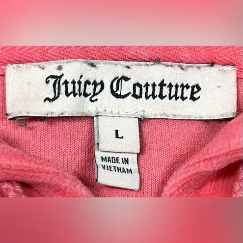 Juicy Couture Full Zip Velour Hoodie Coral Orange Y2K Large See Measurements