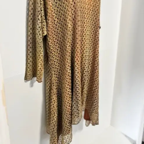 Indigo Soul 3XL Beige Brown Crochet Hi Lo Tunic Dress Sparkle Harvest Boho Earth Tan Size 3X