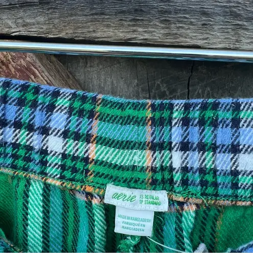 Aerie  Flannel‎ Boyfriend Jogger Pajama Pants Green Plaid XS