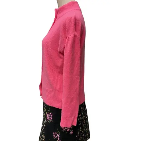 Vintage Women's Mock Neck Pearl Button Cardigan Sweater Pink Size M Classic Size M