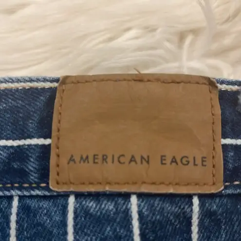 American Eagle Mom Jean high rise striped cotton denim jeans 12