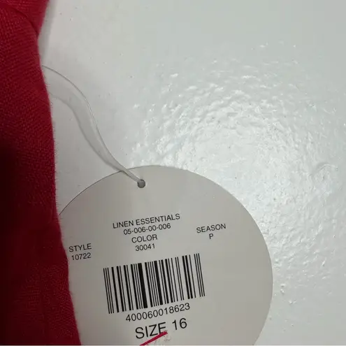 Valerie Stevens NWT Red 100% Linen Straight Leg Pants Size 16 High Rise Casual