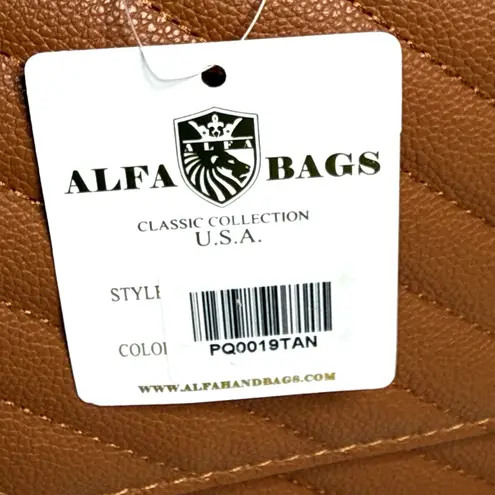 ALFA BAGS Classic Quilted Tan Shoulder Crossbody Red Lined Purse Chain Strap NEW