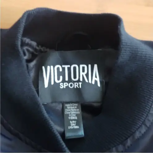 Victoria's Secret Victoria’s Secret Sport Black‎ Bomber Jacket Size Small EUC Button Front Closure