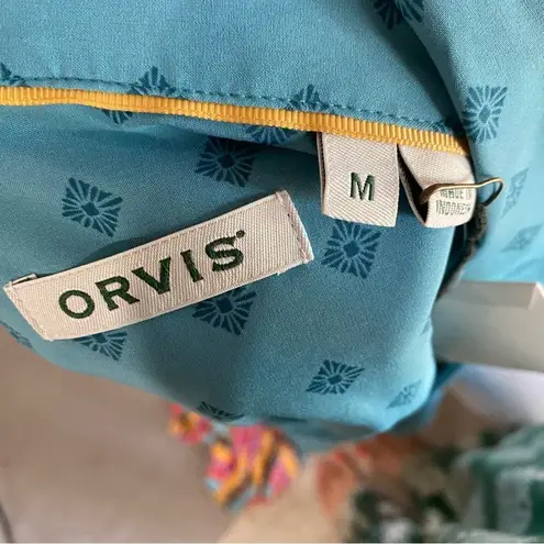 Orvis NEW  Shirt Women's Teal Button Up Roll Tab Sleeve Pockets