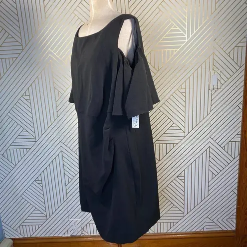 Eliza J Black Cold Shoulder Ruffle Cocktail Dress