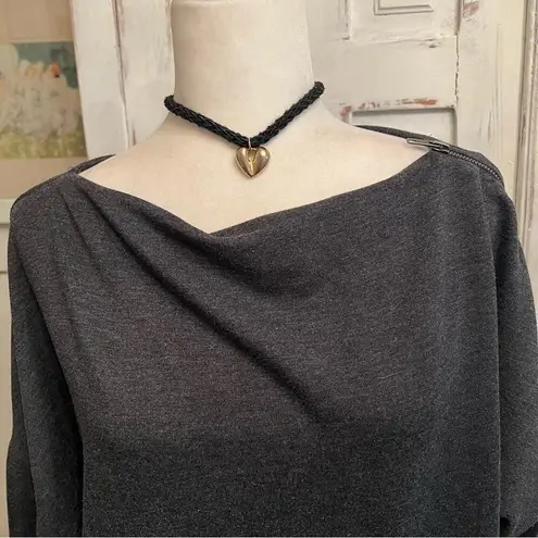 Vintage Charcoal Gray Long Sleeve Top Minimalist Streetwear Zipper Grunge Size M Size M