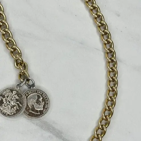 Lightweight Coin Charm Gold Tone Metal Chain Link Belt ✨