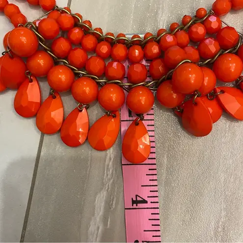 Early 2000s Vibrant Orange Beaded Statement Bib Necklace
