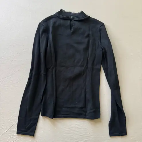 Teri Jôn Floral Appliqué Wool Sweater Black