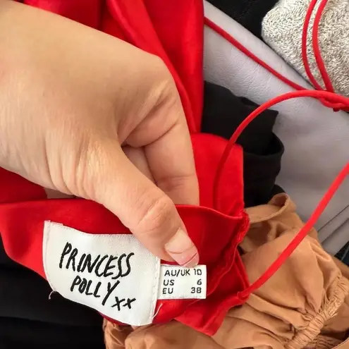 Princess Polly Red satiny cowl neck going out top with strappy back from . Size 6 - Image 3