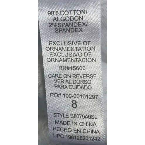 Democracy Shorts Womens 8 White Striped Ab Stretch Solution Mom Denim Jean