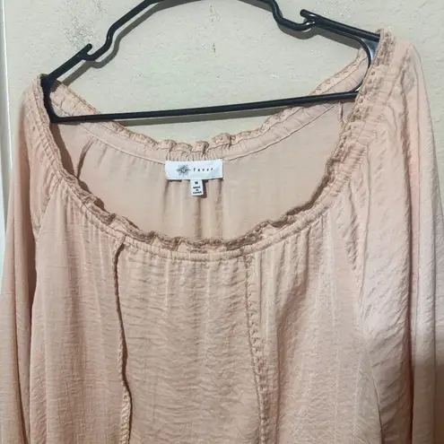 Fever Women's Peach Blouse Off shoulder Poet Feminine Romantic long sleeve sz M Pink Size M