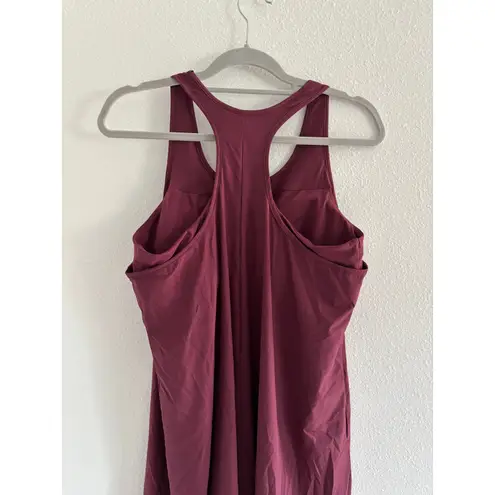 Halara Breezeful Racerback Dress Womens L Burgundy High Lo Midi Flowy Travel