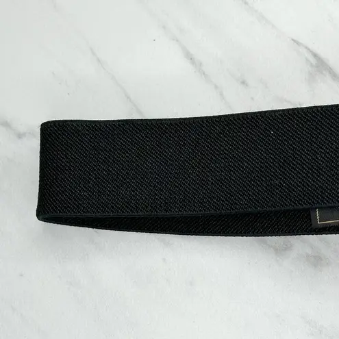 BCBGMAXAZRIA  Faux Pearl Bow Black Stretch Belt S/M Cinch Waist Designer