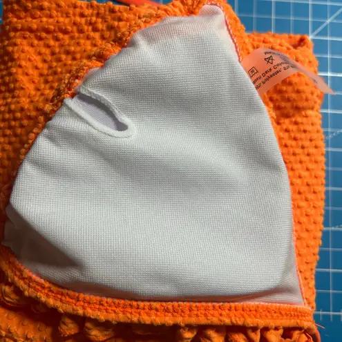 Women's Maternity Three Piece Bikini Coverup Textured Swimsuit M Medium NWOT Orange