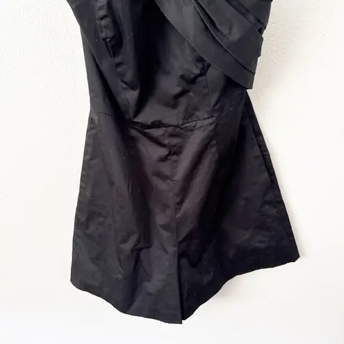 Hutch x ANTHROPOLOGIE | One-Shoulder Romper Black Ruched Shorts Dressy | Size 4
