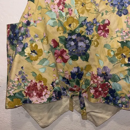 Vintage Floral Vest Eccentric Lace Embellished Crochet Heart Butter Yellow Retro Size XL