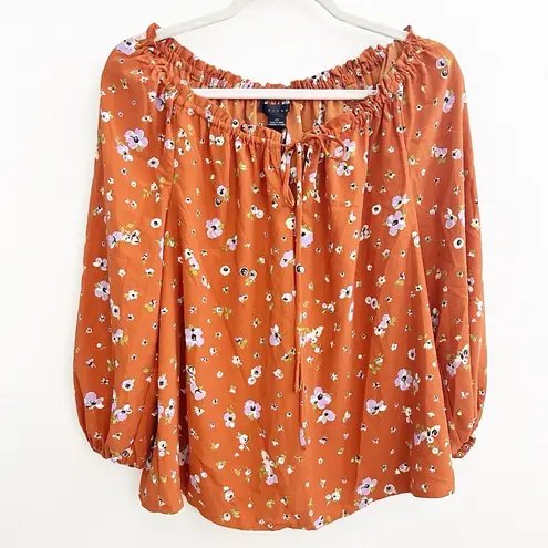 Anthropologie  DRIFTER FLORAL BLOUSE Top XSMALL Burnt Orange NWT