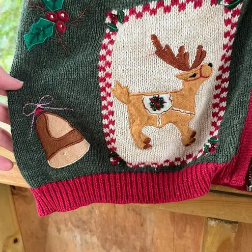 heirloom collectibles Women's Vintage Green Christmas Cardigan Sweater Size 1X
