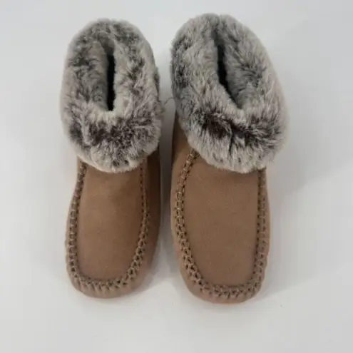 Hush Puppies Vintage 90s Leather Booties Moccasins Slippers Faux Fur Size 7