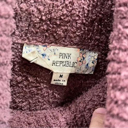 Pink republic NWT  “Sugar Plum” Turtleneck Sherpa Teddy Bear Sweater