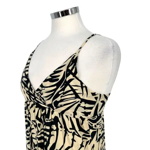 Patrons of Peace Tropical Leaf Print V-Neck Sundress Ivory Black Size XS