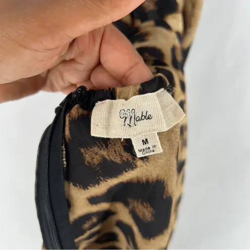 Mable Leopard Print Padded Bust Cowl Neck Open Back Satin Mini Dress Mob Wife Tan Size M