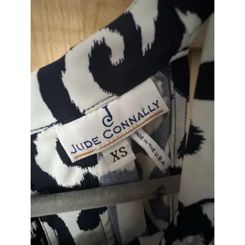 Jude Connally Navy White keyhole neck stretch jersey shift dress sleeveless XS Blue