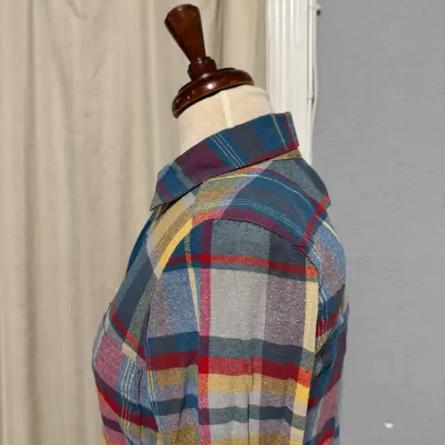 Mimi Chica Flannel Shirt Button Up Long Sleeve Plaid Colorful Casual Top Size XS