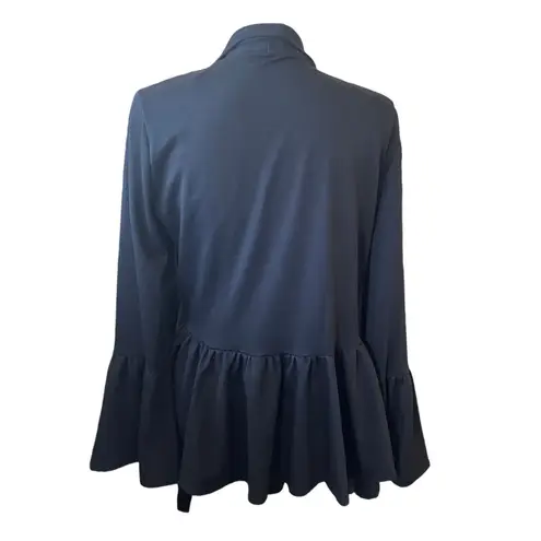 Pebble & Stone Women Cardigan M Black Open Front Peplum Hem Whimsigoth Cottage Size M