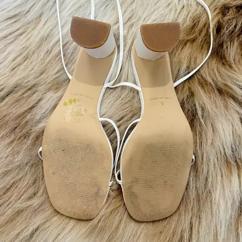 Princess Polly  Lena Strappy Block Heel Sandals in White Size 8