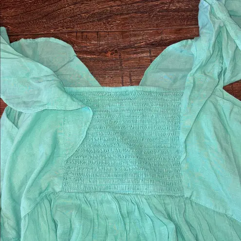 Pilcro Flutter-Sleeve Button-Front Tiered Maxi Dress Mint Green Size XL NWT