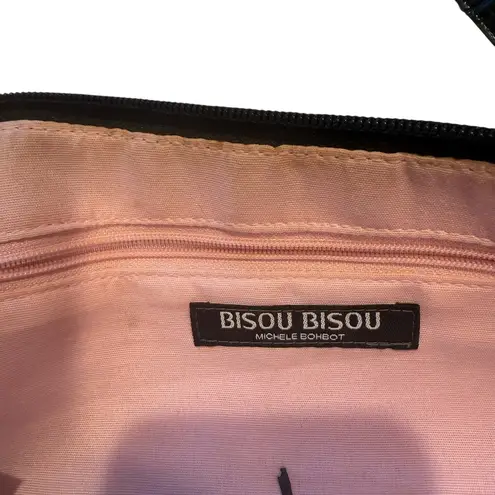 Bisou Bisou Satchel Bag Croc Embossed Leather Top Handle Designer Purse