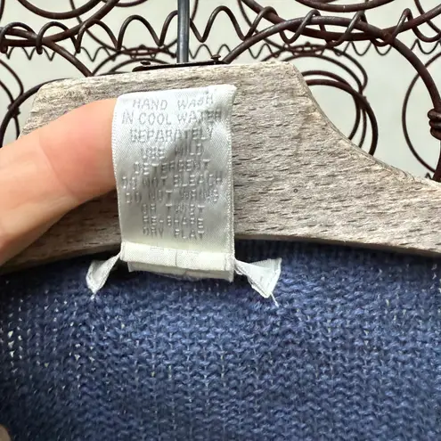 Y2K Christopher & Banks Knit Cardigan Sweater Stars Stripes Blue White MEDIUM