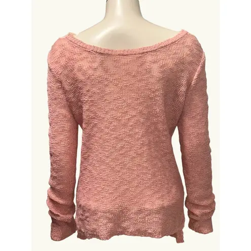 CCC Elegant Modern Vintage Pink Long Sleeve Knit Sweater Lace Detail V Neckline Size undefined