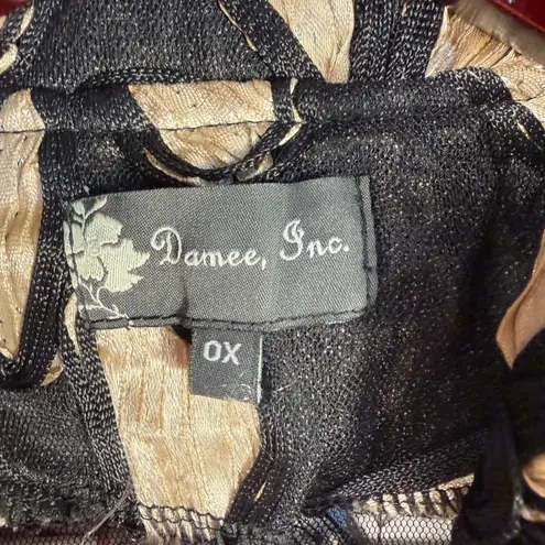 Textured Floral Mesh Jacket Black & Gold Damee Inc Evening Cocktail OX Large