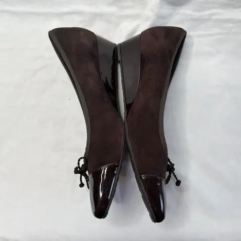 Fs / Ny Womens Brown Suede Cap Toe Wedge Shoes Size 9.5 Made In Spain