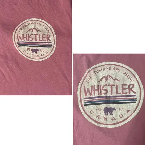 None WHISTLER CANADA Long Sleeve Graphic T Shirt Mauve Cotton UNISEX Size Medium