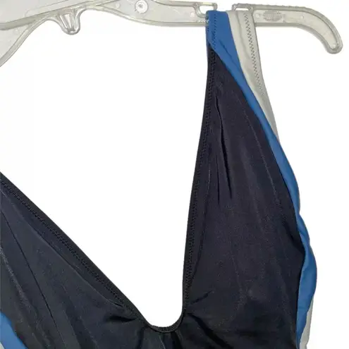 Solid & Striped The Zoe One Piece Swimsuit Black Blue White Size Small V Neck