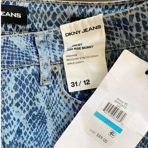 DKNY  High Rise Skinny Delancey Snake Skin Printed Jeans SZ 31/12 NWT WMN'S