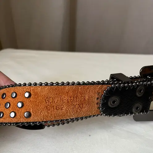 Black Rhinestone Skull Studded Western Belt XXL 1.5" Punk Rock Goth Style