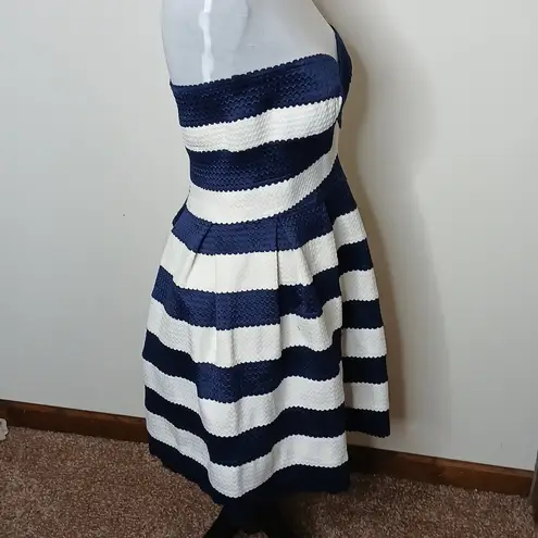 Sans Souci NWT blue and white striped fit& flare mini dress size large
