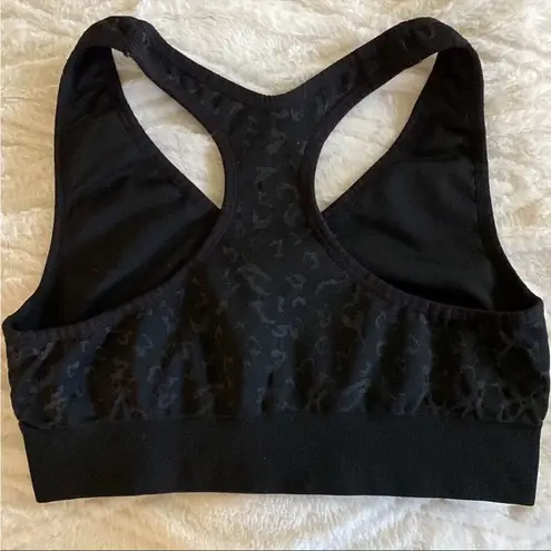 SoulCycle  Cheetah V-Neck Black Sports Bra