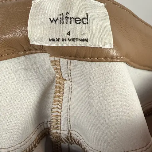 Wilfred Aritzia Melina Straight Leg Vegan Leather Pants in Light Brown Size 4
