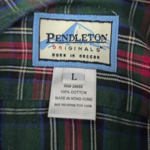 Pendleton Ladies' Y2k-ish Tartan Plaid Cotton Knit Shirt L