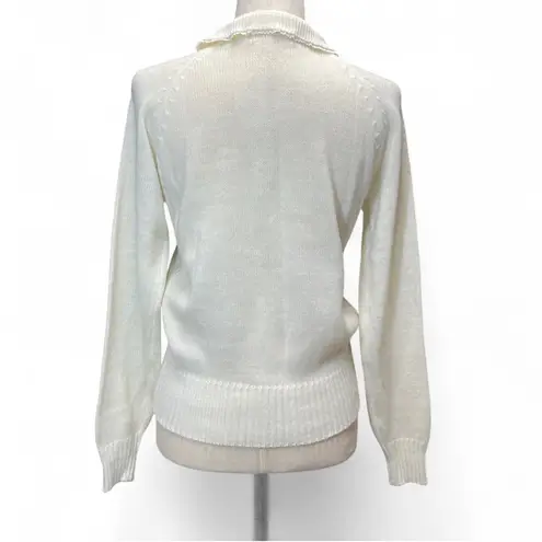 VTG Collections Cream Peter Pan Collar Floral Embroidered Cottagecore Sweater Size L